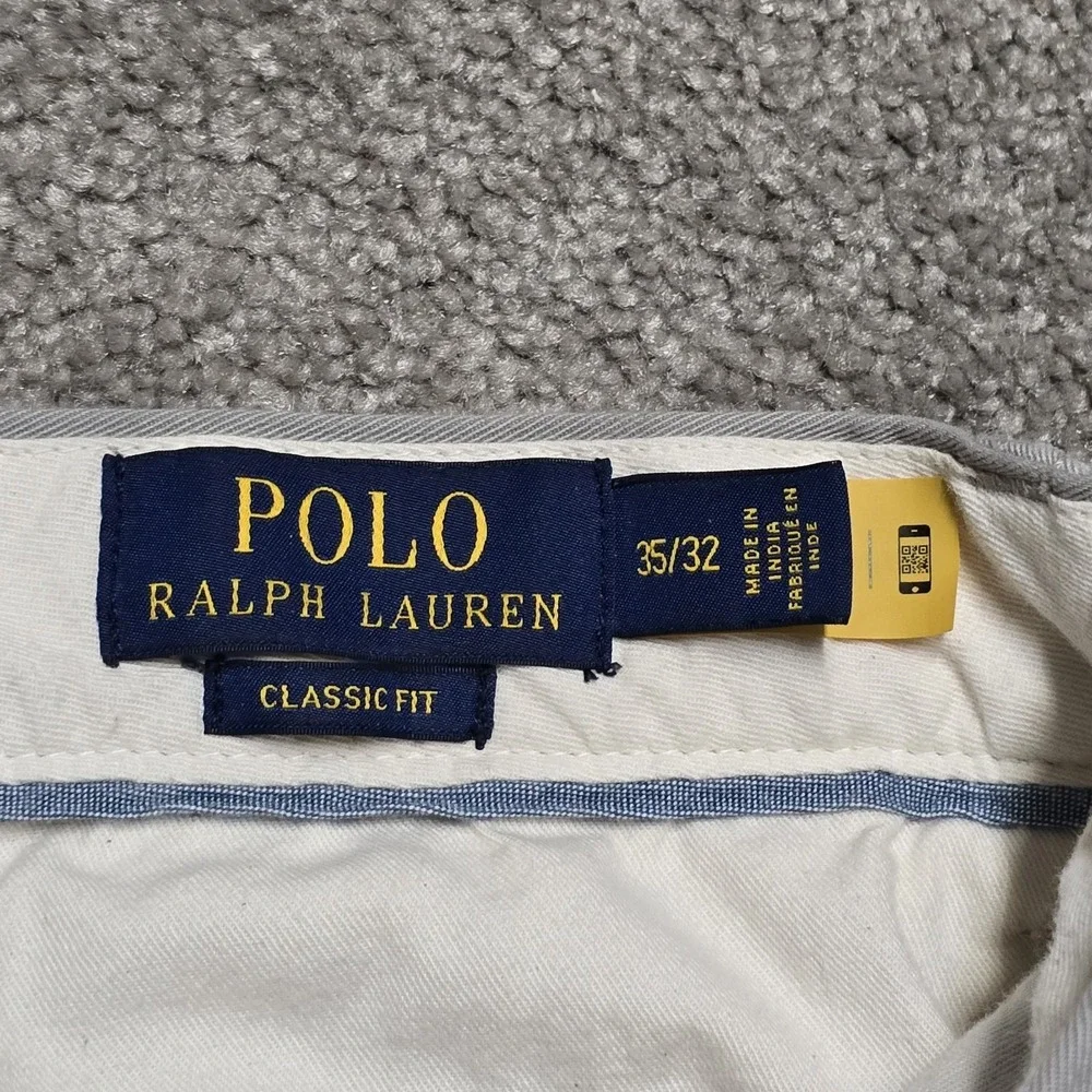 Polo Ralph Lauren Mens 35x32 Gray Classic Fit Chino Pants Cotton Twill